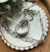 Open Heart Leaf Necklace