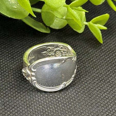 Vintage Silver-Plated Victorian Rose Spoon Ring