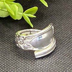 Vintage Silver-Plated White Orchid Wrap Spoon Ring