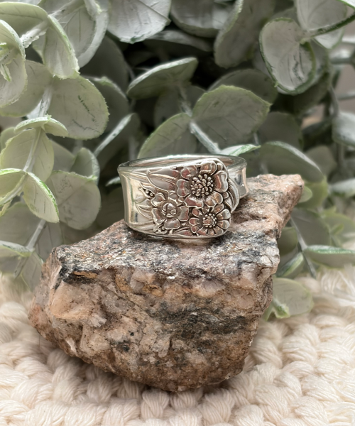 Vintage Silver-Plated April Spoon Ring