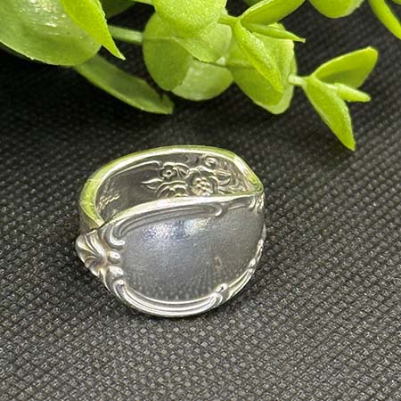 Vintage Silver-Plated Victorian Rose Spoon Ring