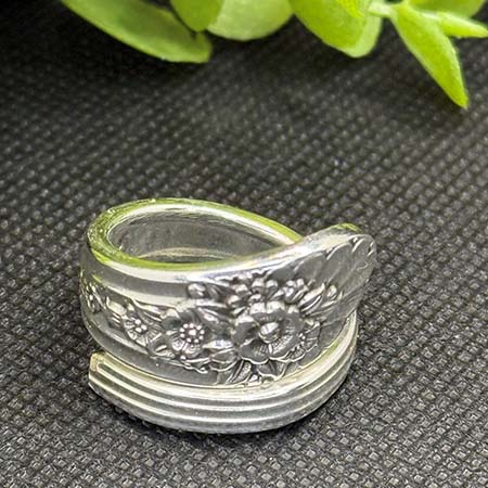 Vintage Silver-Plated Jubilee Wrap Spoon Ring