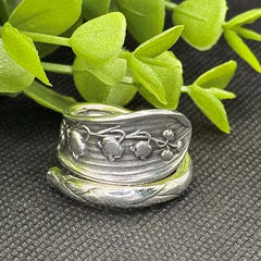 Vintage Silver-Plated Lily of the Valley Wrap Spoon Ring