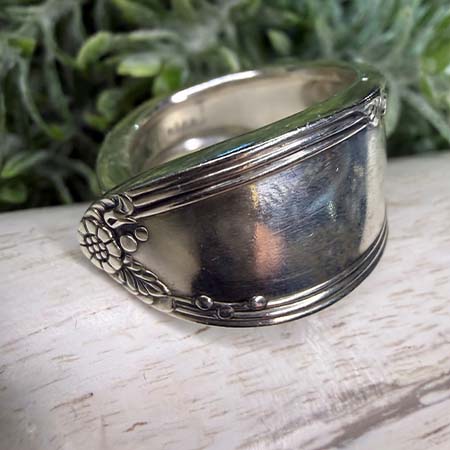 Vintage Sterling Silver Sunflower Spoon Ring