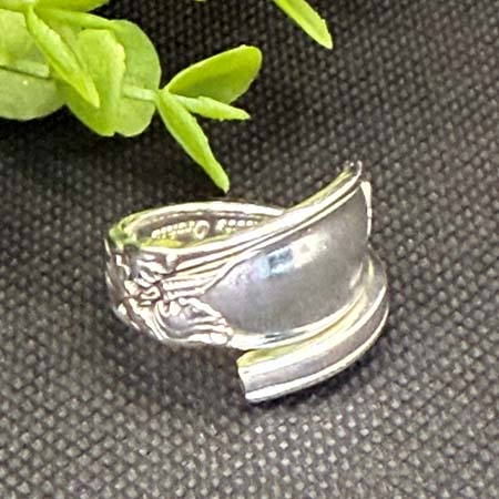 Vintage Silver-Plated White Orchid Wrap Spoon Ring