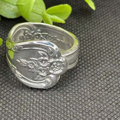 Vintage Silver-Plated Magnolia Spoon Ring